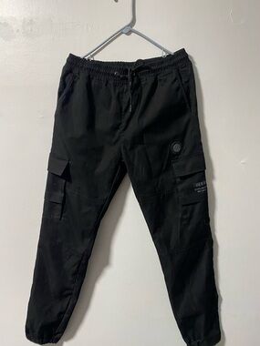 Men's Black Cargo Jogger Pants with Utility Pockets